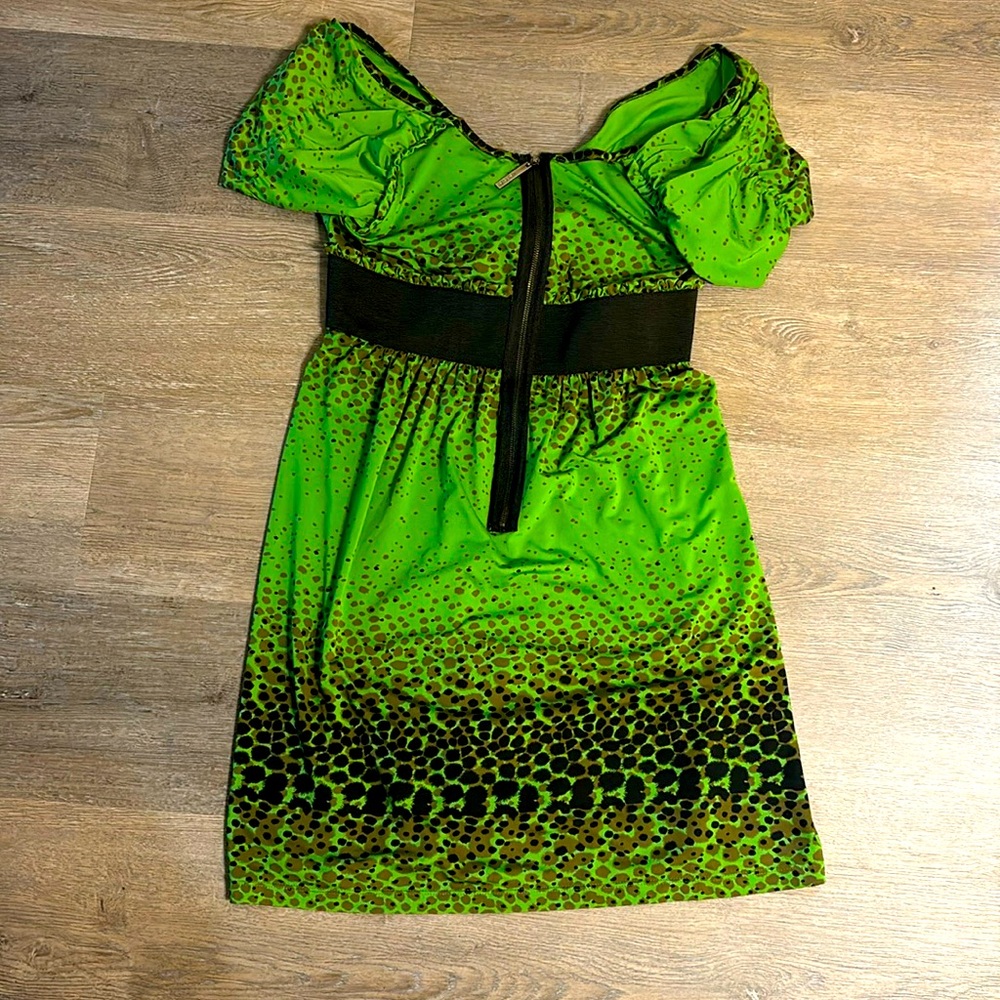 Kensie M green and black classy zip up dress